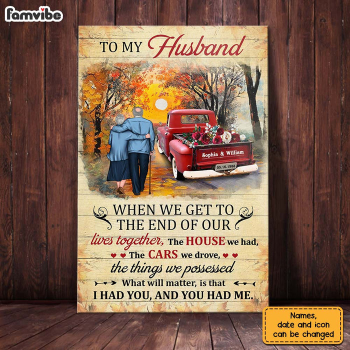 Personalized To My Husband Old Couple Red Truck Poster JN294 58O28 1