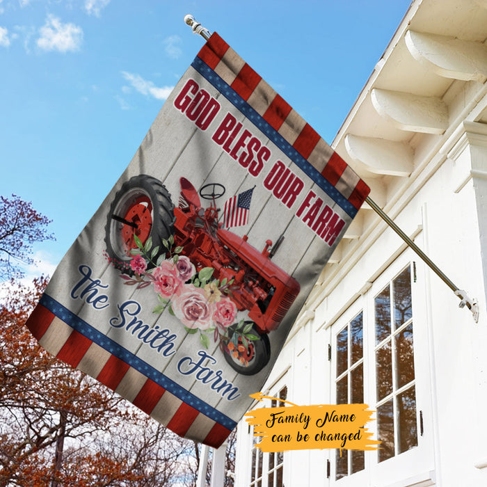 Personalized God Bless Our Farm Tractor Flag JL221 65O47 1
