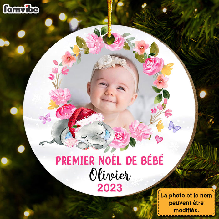 Personalized Gift For Grandkids Baby First French Circle Ornament 30132 1