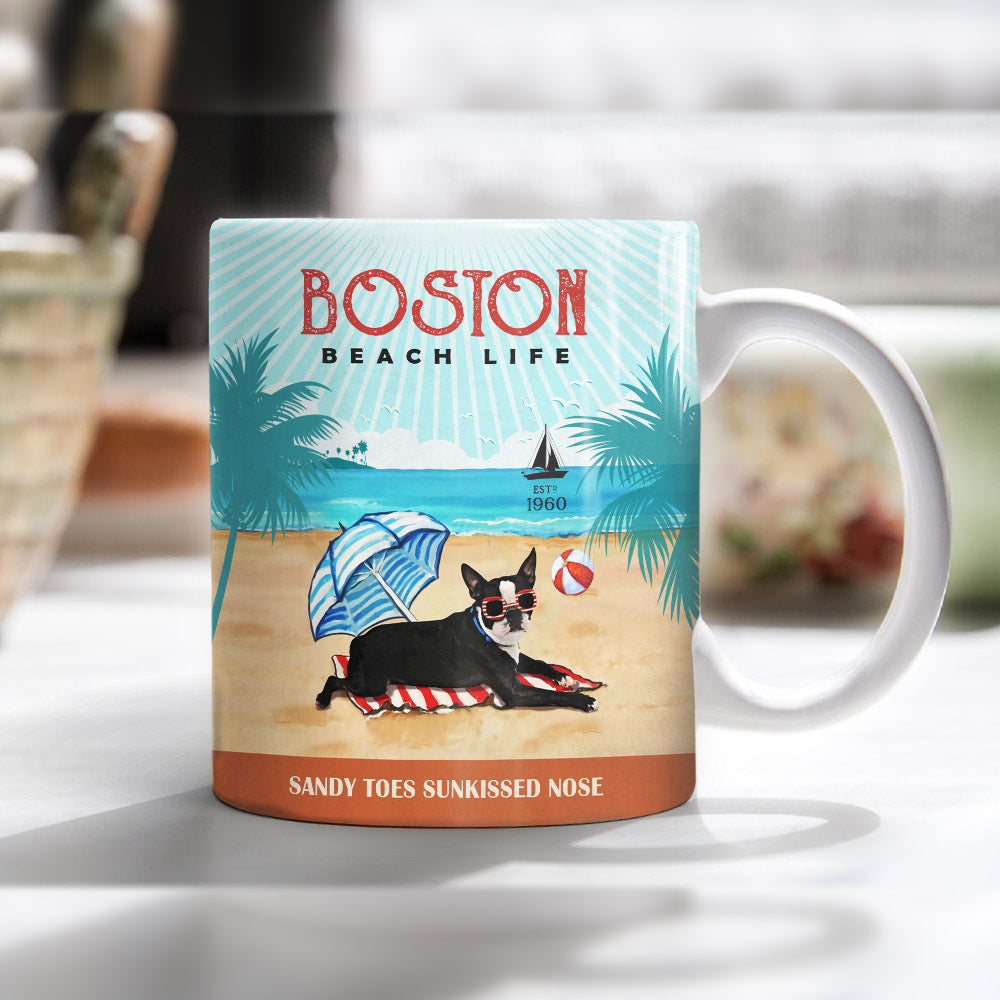 Boston Terrier Dog Beach Life Mug SMY132 67O53