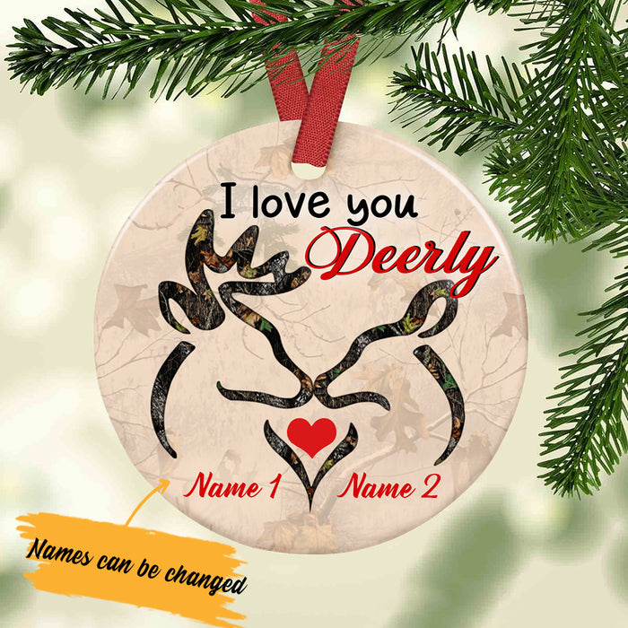 Personalized Hunting Couple I Love You Deerly Ceramic Circle Ornament DB12 95O57 1