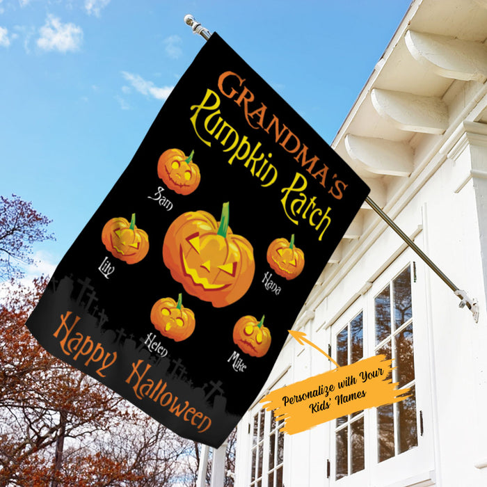 Personalized Halloween Grandma Pumpkin Patch Garden Flag JL154 65O58 1