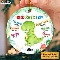 Personalized Inspirational Gift For Grandson Dino God Says  I Am Circle Ornament 30144 thumb 1