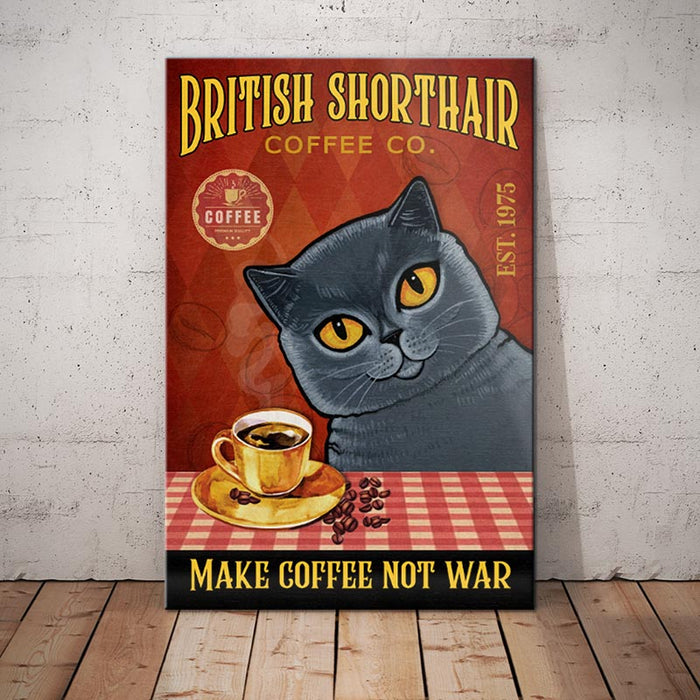 British Shorthair Cat Coffe Company Canvas MR2102 67O57 1
