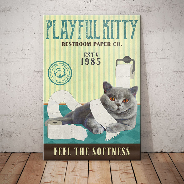 British Shorthair Cat Restroom Paper Company Canvas MR2102 67O39 1