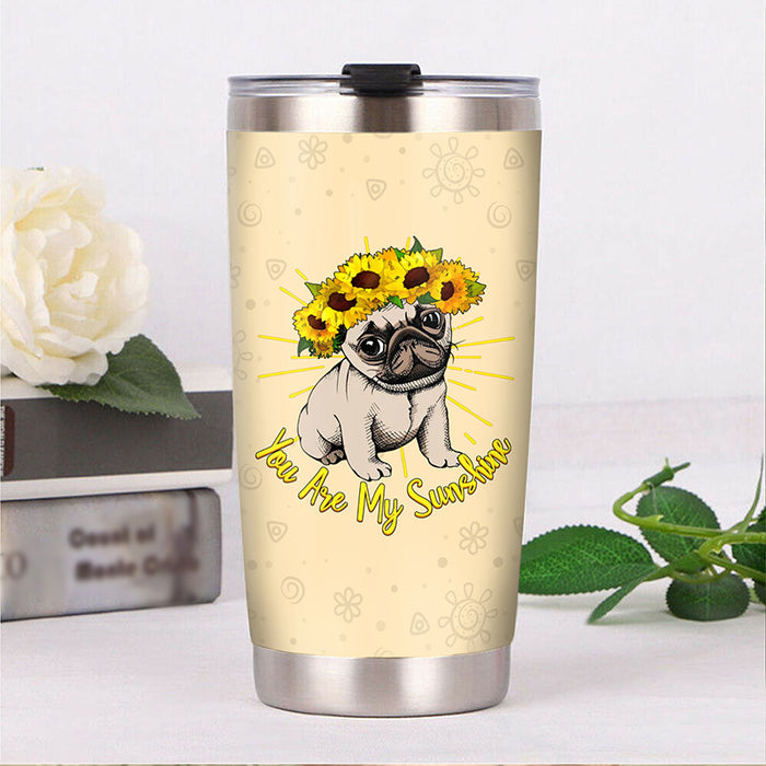 Pug Dog & Sunflower Steel Tumbler 1