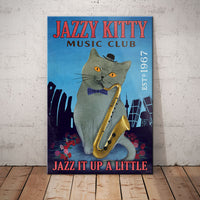 British Shorthair Cat Jazz Club Canvas MR1603 90O60 thumb 1