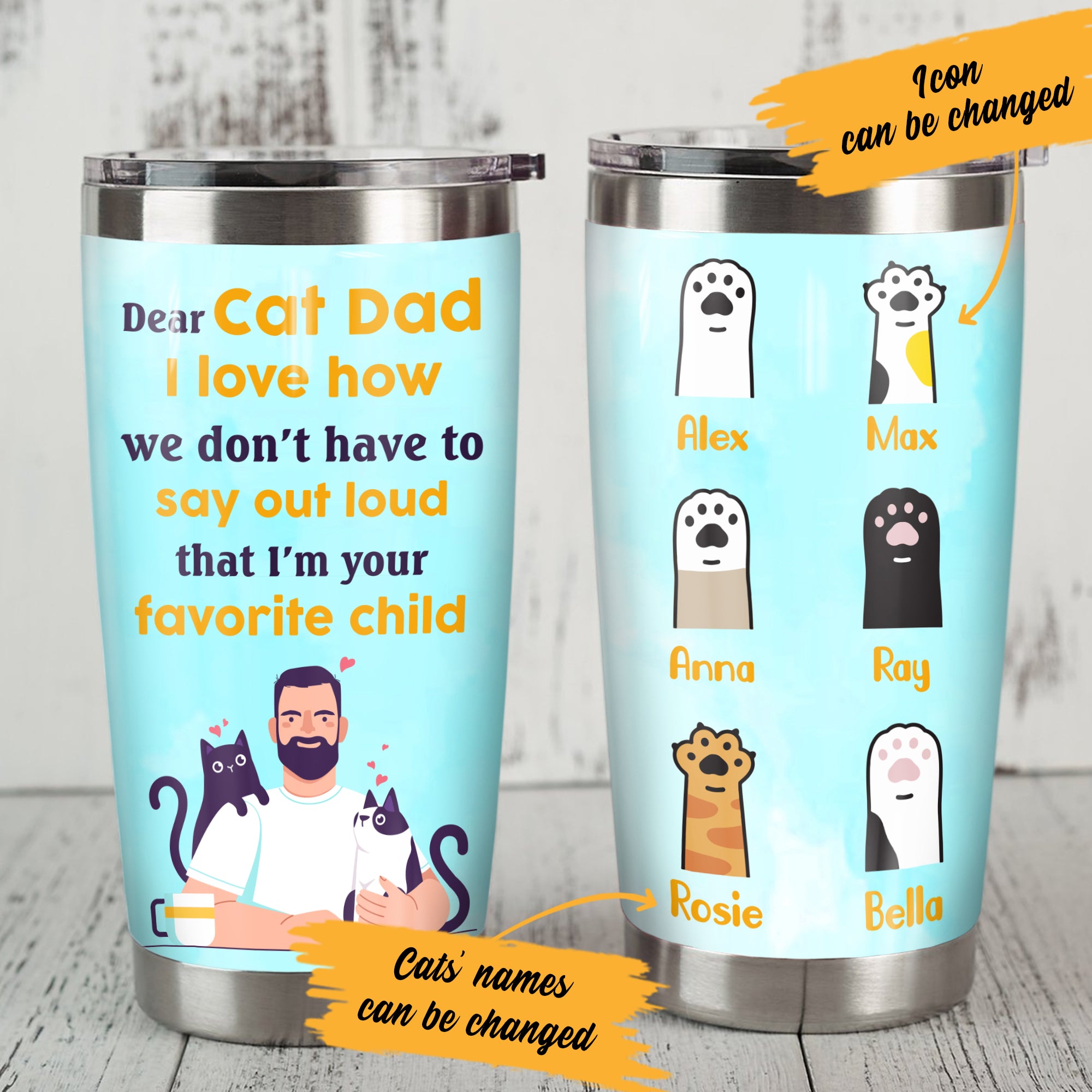 Personalized Cat Dad Steel Tumbler MY201 67O36