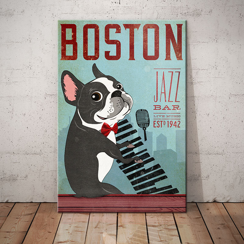 Boston Terrier Jazz Bar Canvas FB1110 85O60