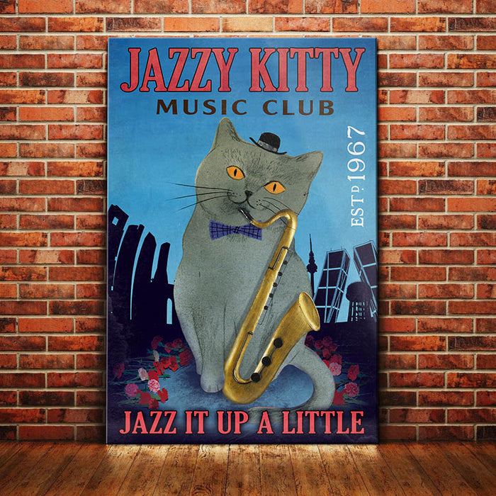 British Shorthair Cat Jazz Club Canvas MR1603 90O60 1