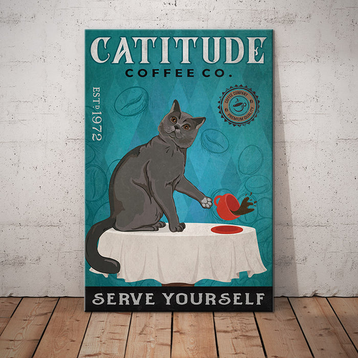 British Shorthair Cat Coffee Company Canvas SAP1405 85O53 1