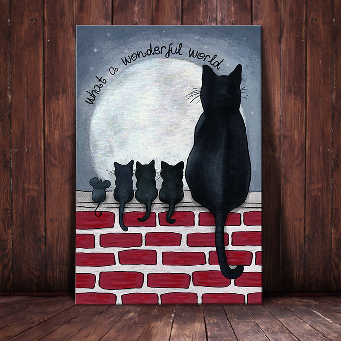 Black Cat Moon What A Wonderful World Canvas MY121 85O61 1