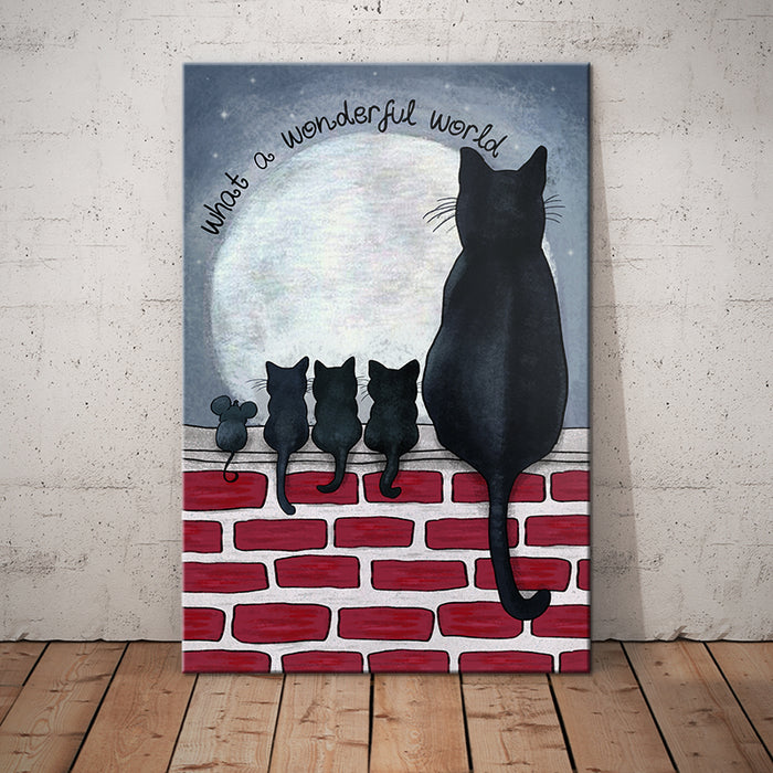Black Cat Moon What A Wonderful World Canvas MY121 85O61 1