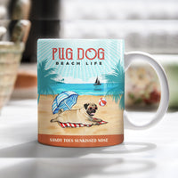Pug Dog Beach Life Mug SMY136 67O53 thumb 1