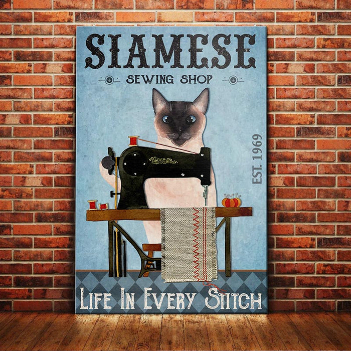 Siamese Cat Sewing Shop Canvas MR0701 90O57 1