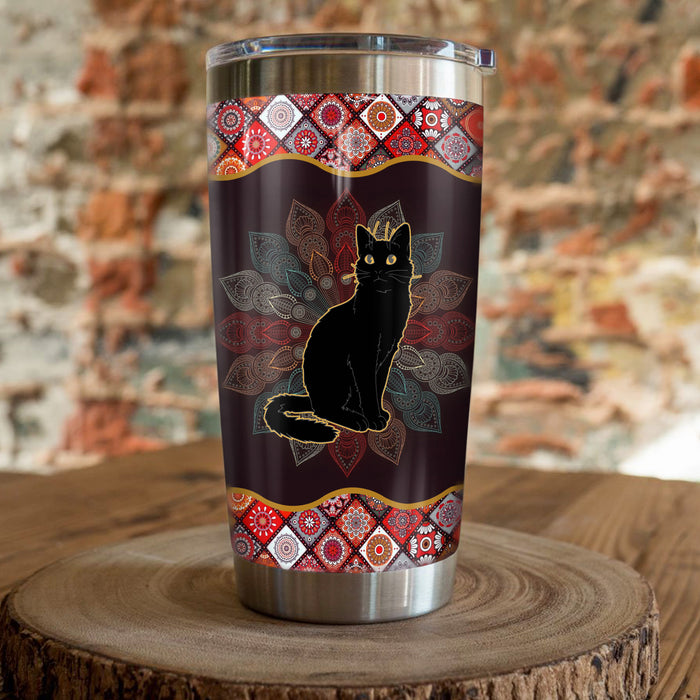 Black Cat Mandala Steel Tumbler MY81 73O36 1