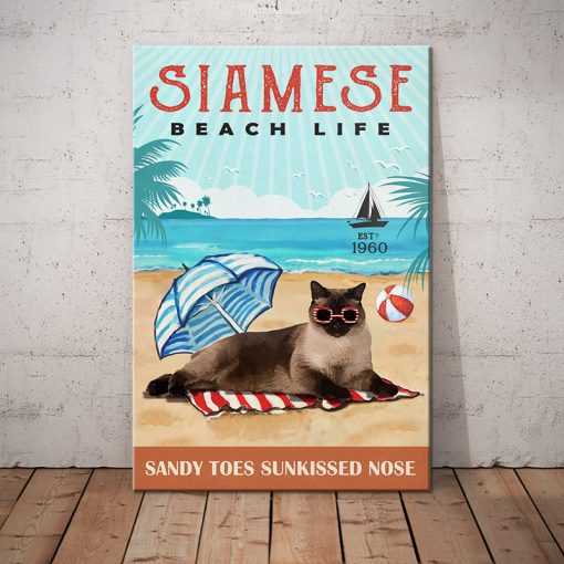 Siamese Cat Beach Life Canvas SMY198 67O53 1