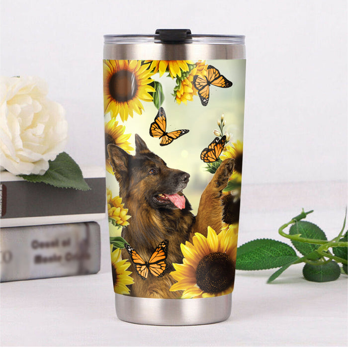 German Shepherd Dog  & Sunflower Steel Tumbler MY154 73O57 1