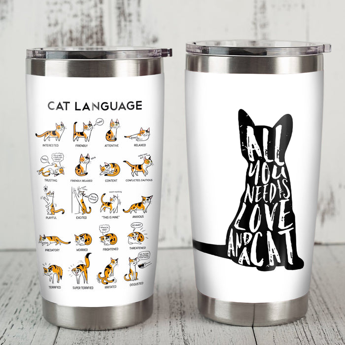 Calico Cat Body Language Steel Tumbler MY125 87O36 1