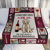 Wine and Goldendoodle Fleece Blanket A2402 87O34 thumb 1