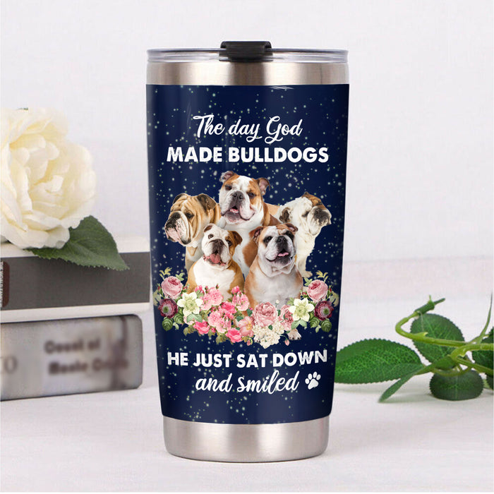 Bulldog Flower Steel Tumbler MY168 67O58 1