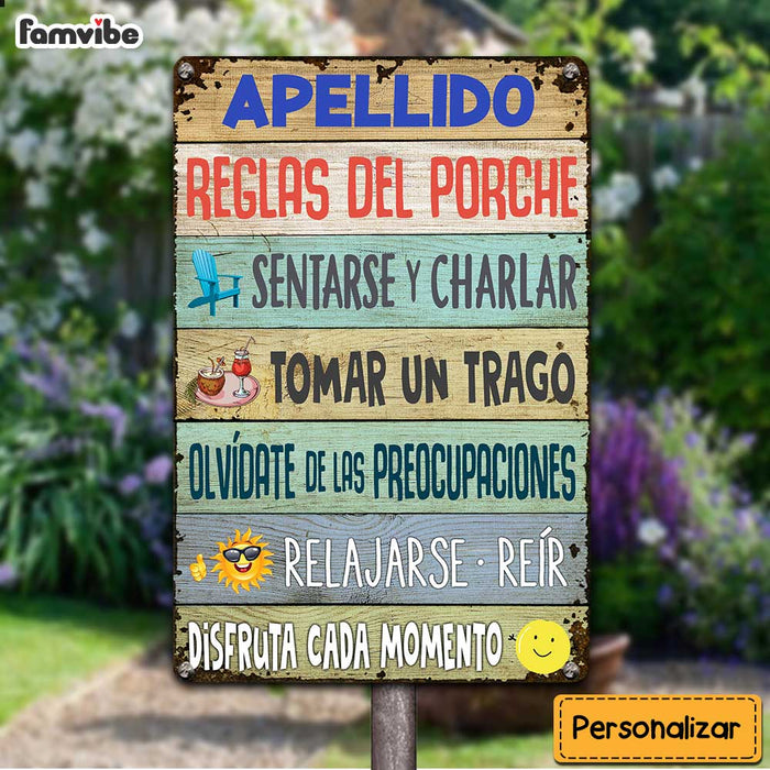 Personalized Family Porch Rule Spanish Metal Sign DB312 81O36 1