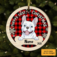 Personalized Dog First Christmas Circle Ornament NB81 87O53 thumb 1
