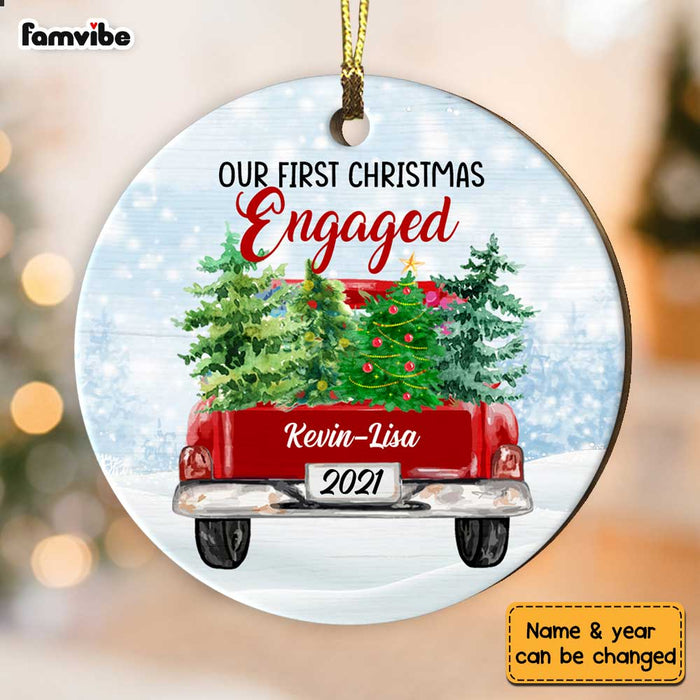 Personalized Couple First Christmas Red Truck Circle Ornament OB134 81O53 1