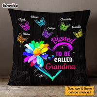 Personalized Blessed To Be Called Grandma Colorful Flower Butterfly Pillow DB101 32O58 thumb 1