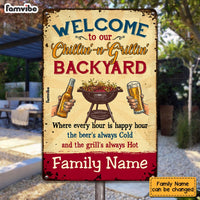 Personalized Family Backyard Chillin & Grillin Metal Sign AG61 95O53 thumb 1
