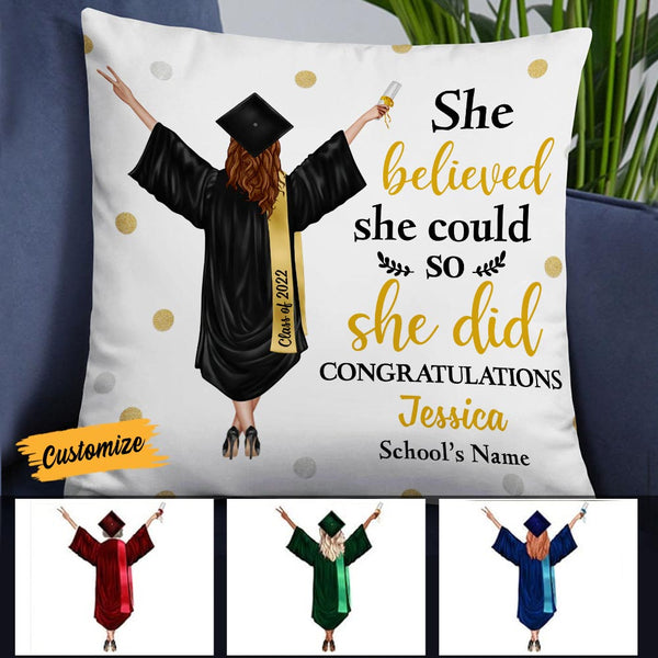 Personalized Graduation Girl She Did It Pillow MR101 67O58