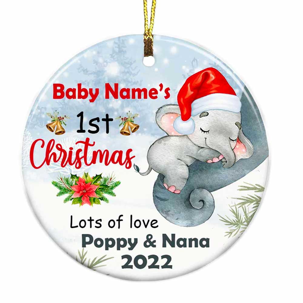 Personalized Baby Elephant First Christmas Ornament OB73 95O34