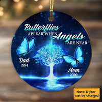 Personalized Blue Butterflies Memorial Mom Dad Ornament OB55 30O53 thumb 1