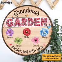 Personalized Grandma's Garden Flowers Round Wood Sign 25334 thumb 1