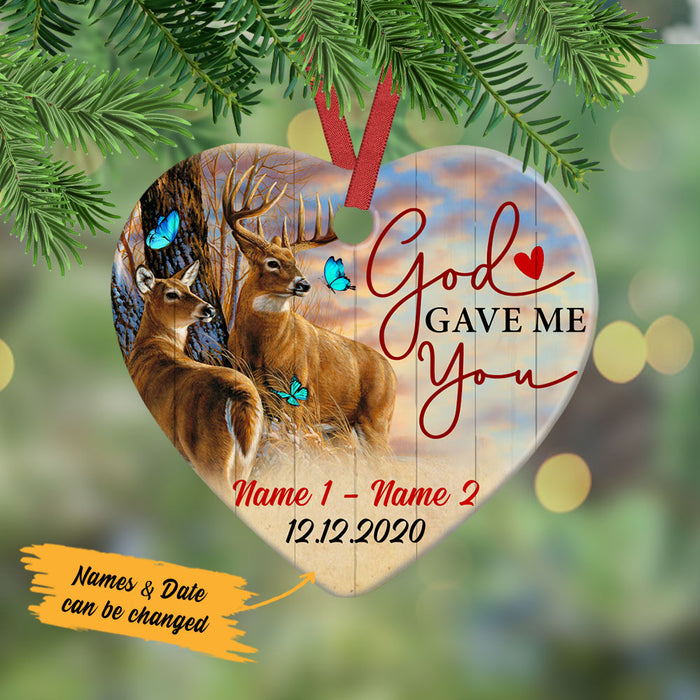 Personalized Deer Couple God Gave Me You Benelux Ornament  Heart Ornament NB202 95O53 1