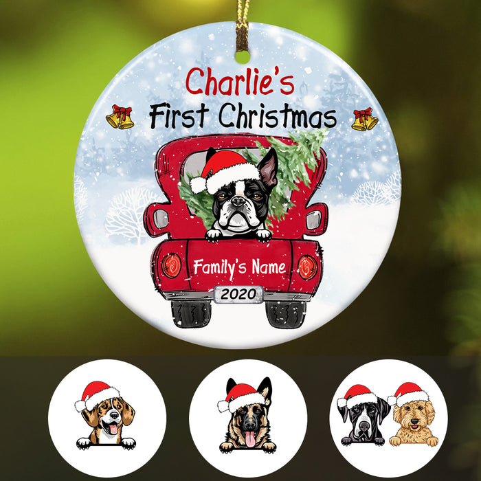 Personalized Dog First Christmas Red Truck  Ornament OB221 81O34 1