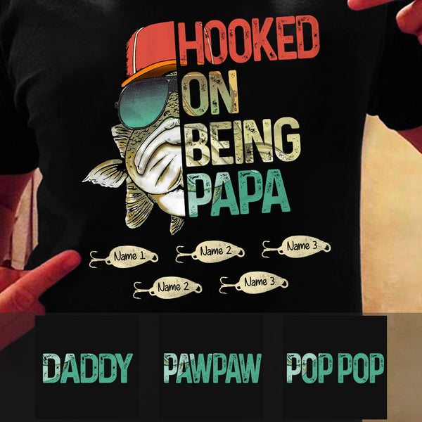 hooked on being papa fishing dad  Baby T-Shirt for Sale by binly123