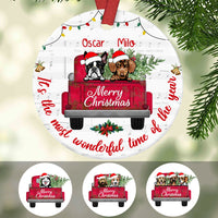 Personalized Dog  Red Truck Christmas The Most Wonderful Time  Ornament OB22 87O34 thumb 1