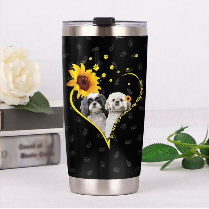 Shih Tzu Dog Sunflower  Steel Tumbler 1