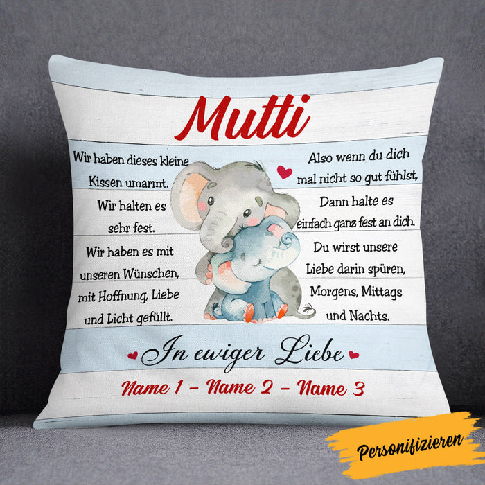 Personalized German Mama Oma Elephant Mom Grandma Pillow AP146 65O53 (Insert Included) 1