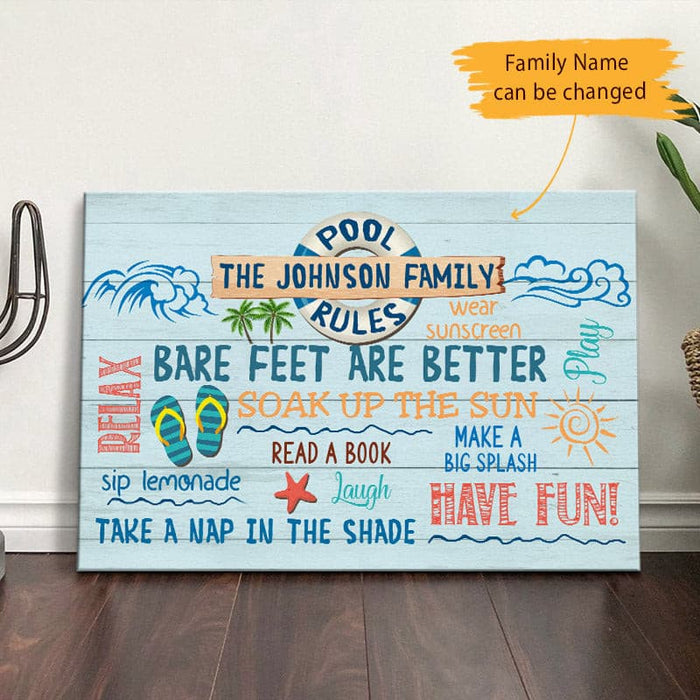 Personalized Pool Rules Family Canvas JN151 81O34 1