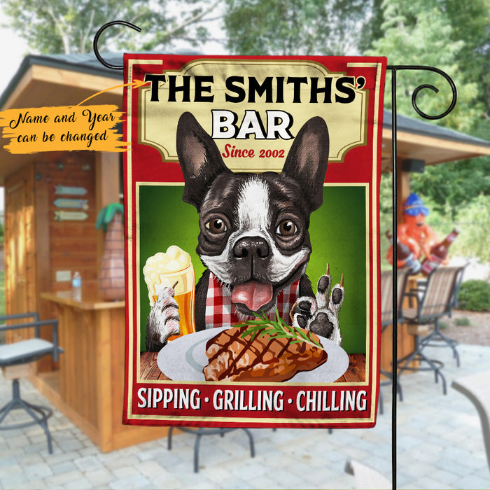 Personalized Boston Terrier Dog Bar Gardening Flag AG181 85O47 1