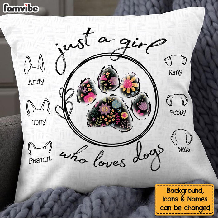 Personalized Gift For Dog Lover Just A Girl Who Loves Dogs Pillow 31512 1