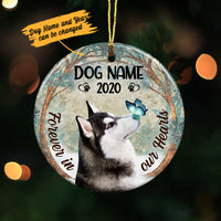 Personalized Forever In Our Hearts Husky Dog Memorial Ornament OB212 73O36 thumb 1