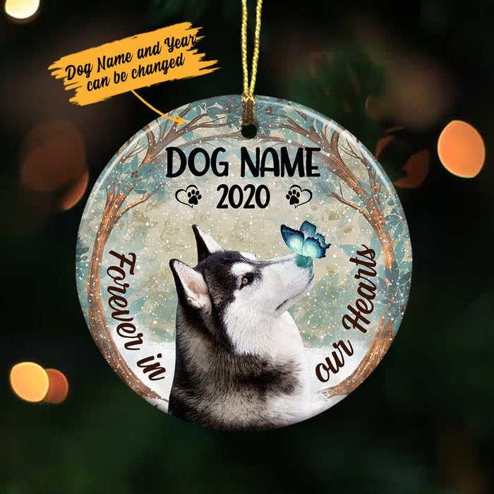 Personalized Forever In Our Hearts Husky Dog Memorial Ornament OB212 73O36 1