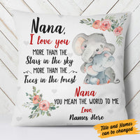 Personalized Grandma & Mom Elephant  Pillow NB192 95O58 (Insert Included) thumb 1