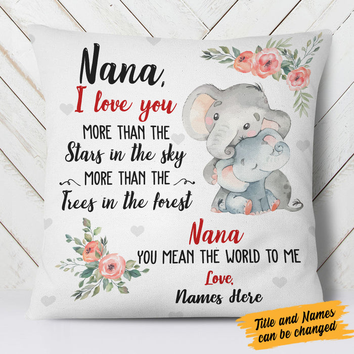 Personalized Grandma & Mom Elephant  Pillow NB192 95O58 (Insert Included) 1