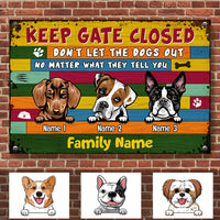 Personalized Dog Welcome Keep Gate Closed Metal Sign JL95 24O53 thumb 1