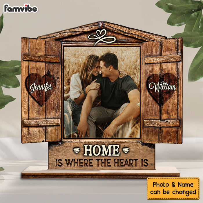 Personalized Couples Custom Photo Home Is Where The Heart Is Wood Plaque 22743 1