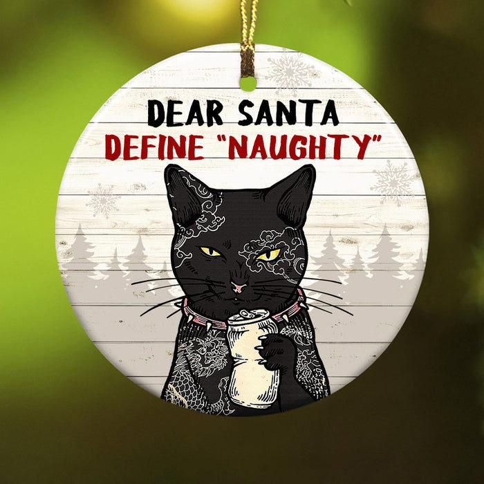 Define Naughty Black Cat Christmas  Ornament OB251 85O58 1